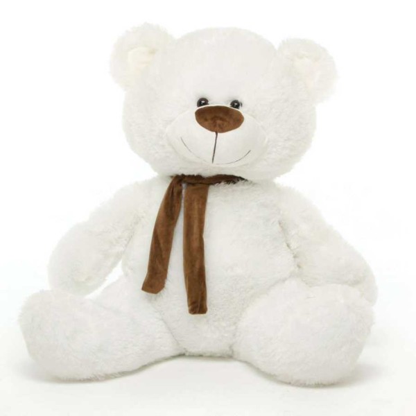 White 5 Feet Big Teddy Bear with Muffler